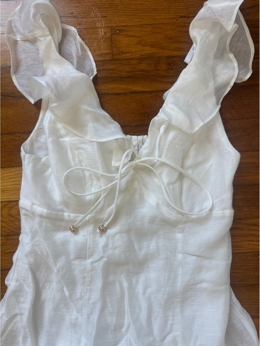 Forever New Petite White Ruffle Sleeve Midi Dress Size US 2